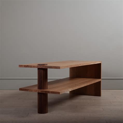 Mighty Architectural Oak and Walnut Low Console Table For Sale at 1stDibs