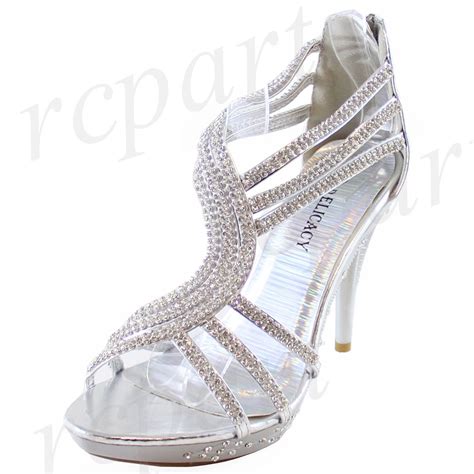 Silver Prom Shoes With Rhinestones Silver Shoes Women Wedding Luxury