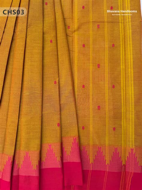 Traditional Chettinad Handloom Saree in Pink & Brown Color with Temple ...