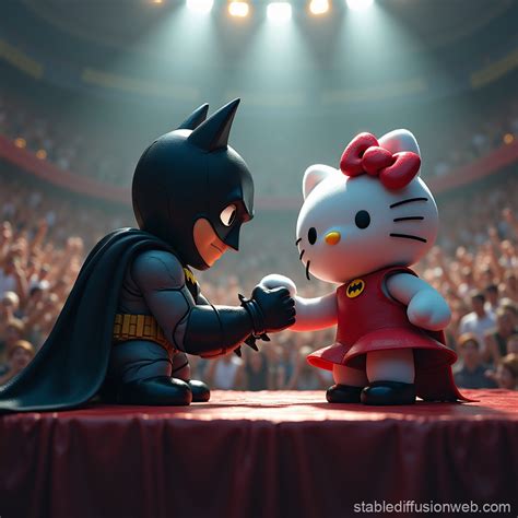 hello kitty vs batman arm wrestling Prompts | Stable Diffusion Online