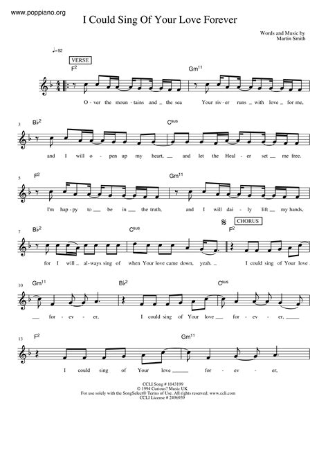 Hymn-I Could Sing Of Your Love Forever Sheet Music pdf, - Free Score ...