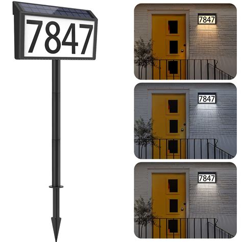 Solar Powered Address Sign House Numbers Waterproof, 3 Lighting Modes ...