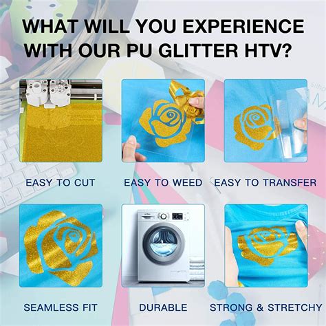 Buy Glitter Heat Transfer Vinyl HTV vinyl Roll for T-Shirt/Iron On Heat ...