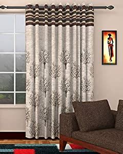Buy Homefab India Modern 2 Piece Polyester Curtain Set - 5ft, Brown ...