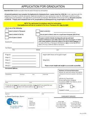 Fillable Online Graduation Application Form Fax Email Print - pdfFiller