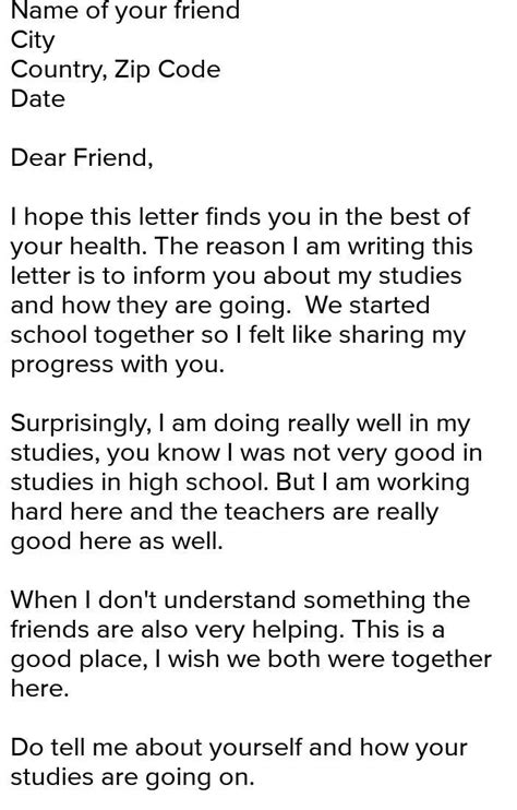 Write a letter to a friend telling him about your studies and exams ...