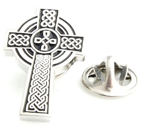 Buy Peluche The Celtic Cross Enamel Silver Rhodium Plated Lapel/Brooch ...
