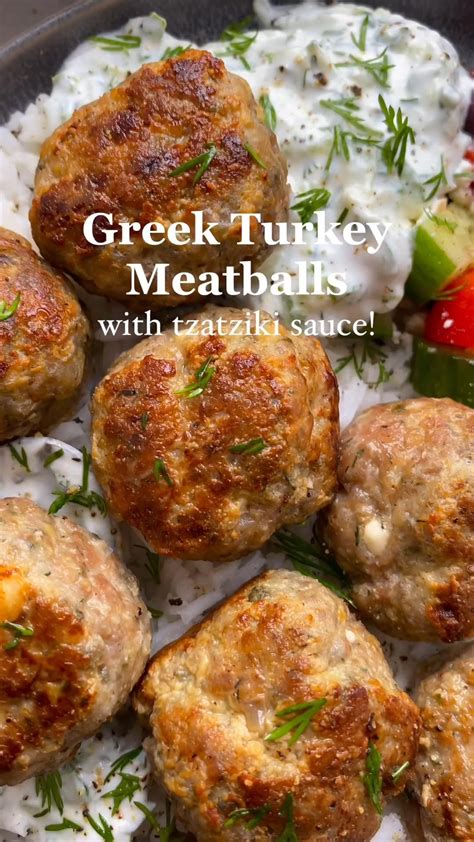 Greek Turkey Meatballs with Tzatziki Sauce | Recipe | Easy ...