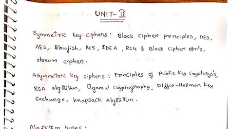 CNS UNIT 2-1: Symmetric & Asymmetric Key Ciphers Overview - Studocu