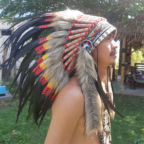 Native American Indian Hat Feather Headdress Warbonnet Chief Tribal ...