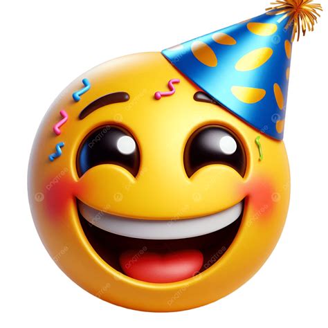 3d Laughing Emoji Wearing A Party Hat Isolated On White Background ...