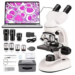 Compound Binocular Microscope, WF10x and WF25x Eyepieces,40X-2000X ...