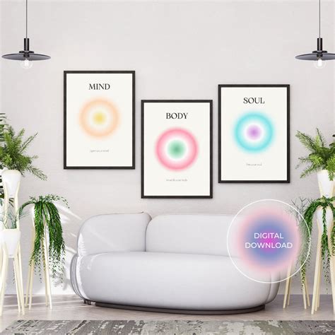 Set of 3 Mind Body Soul Posters Aesthetic Homedecor Healing Poster ...