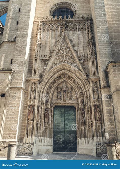 Seville Cathedral Gate and Statues of Saints. the Assumption Gate of ...