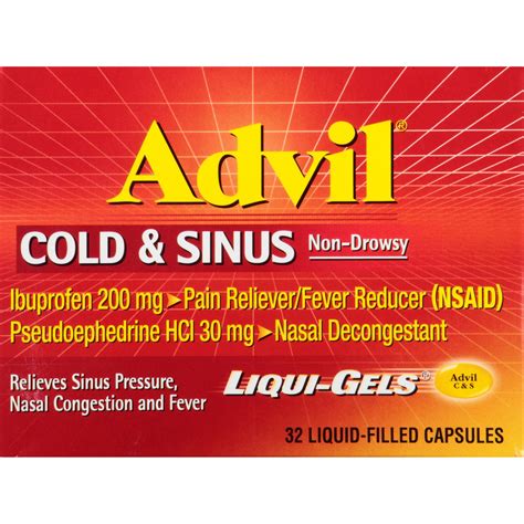 Advil Cold and Sinus Relief, Cold Medicine With Ibuprofen and ...