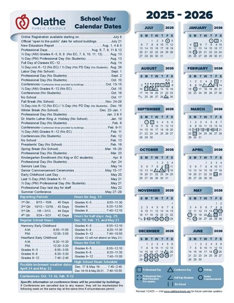 Olathe School District Calendar 2025-2026 | Holidays