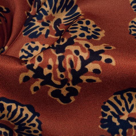 Persian Red And Black Floral Pattern Digital Print Poly Micro Crepe Fa ...