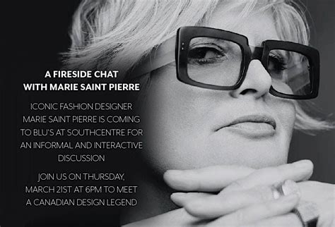 A Fireside Chat with Marie Saint Pierre, Blu's at Southcentre, Calgary ...
