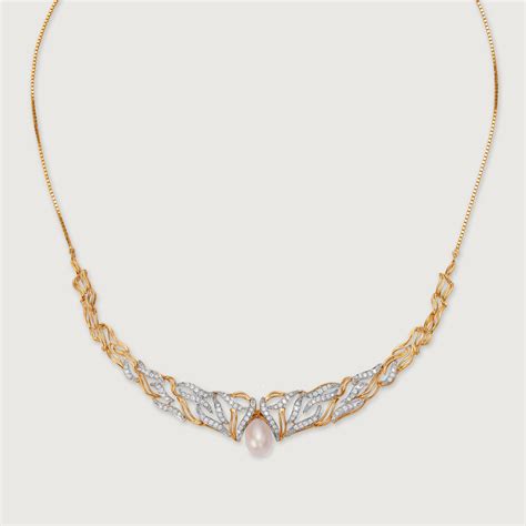 Meandering River 18KT Diamond & Pearl Necklace