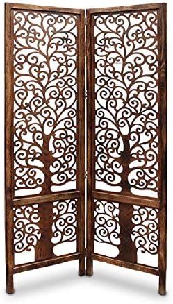 Artesia Handcrafted 2 Panel Brown Wooden Room Partition/Divider ...