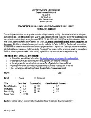 Fillable Online insurance oregon Form 3610, Standards For Personal ...