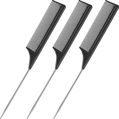 3-Packs-Rat-Tail-Comb-Steel-Pin-Rat-Tail-Carbon-Fiber-Heat-Resistant ...
