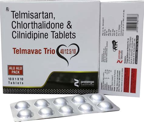Buy Telmavac Trio 40/12.5/10mg Strip Of 10 Tablets Online & Save Up to ...