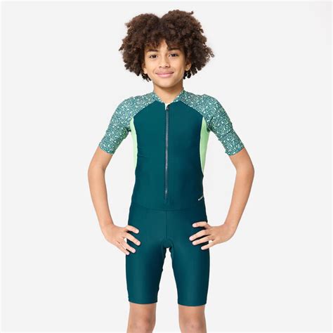 Boys' Short Sleeve Shorty Swimsuit 100 Secure Fit & Quick-Dry Duck Blue ...