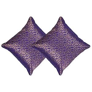 Buy Purple Throw Pillow Covers Silk Indian Decorations Home Set Of Two ...