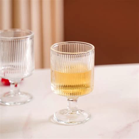 Fluted Transparent Stemmed Goblet Set Of 6 225ml Online - Premium ...