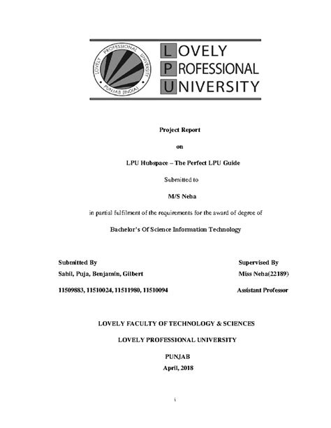 CARGC 0012 Project Report on LPU Hubspace: A Comprehensive Overview ...