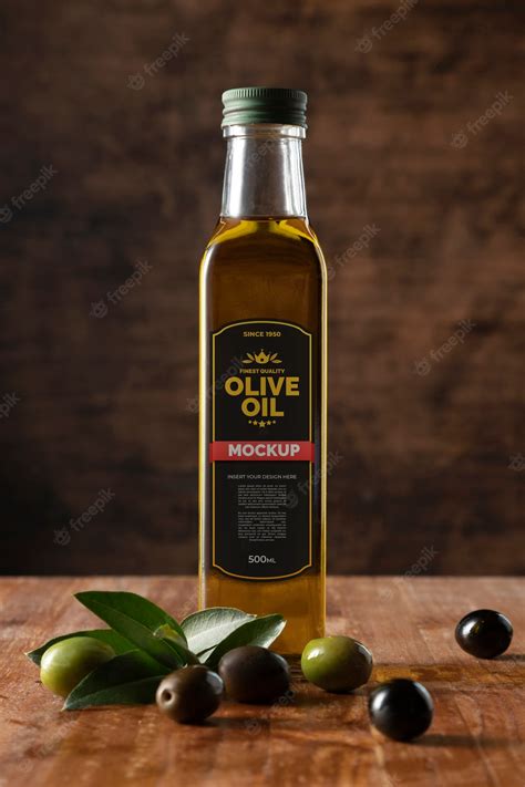 Premium PSD | Olive oil bottle mockup design