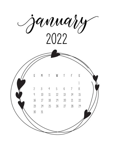 January 2022 Calendar Clip Art