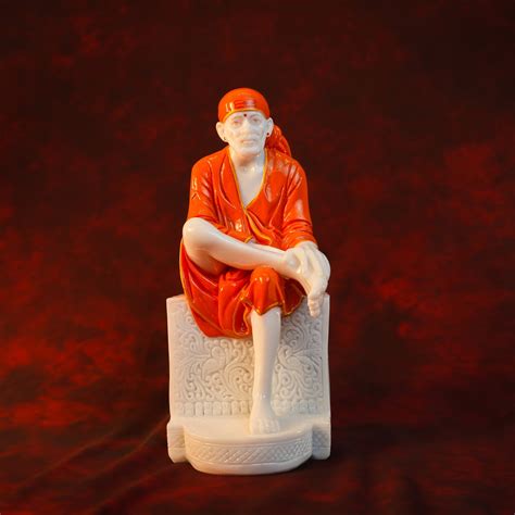 Sai Baba Samadhi Idol – Orange Robe Designer Edition (10 Inch) – Sai Divya