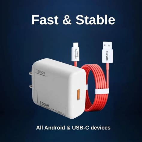 100W Charger + Cable | Fast Charging and Data Transfer – TecSox