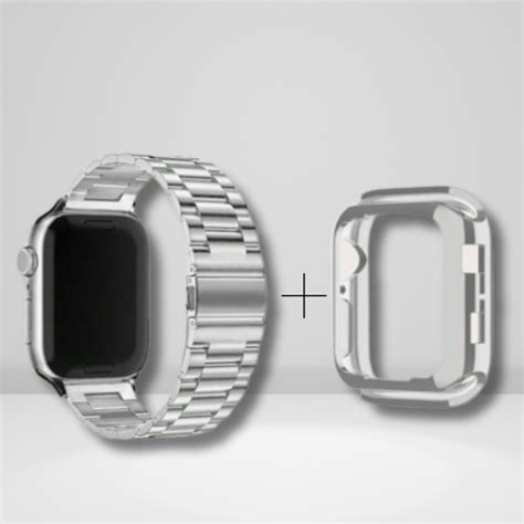 Stainless Steel Watchband & Case Set Combo For iWatch ( Silver Color ...
