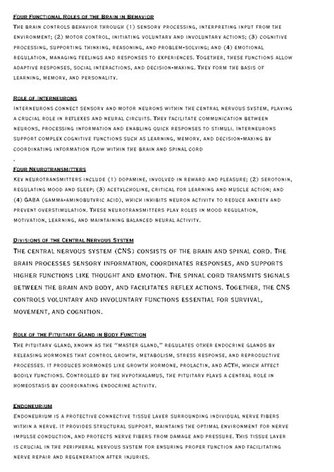 2023 jan 2 marks physiology - Four Functional Roles of the Brain in ...