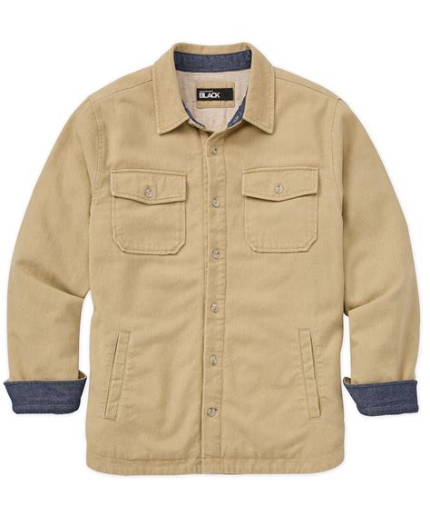 Men's Big & Tall Westport Black Quilted Twill Shirt Jacket | Westport ...