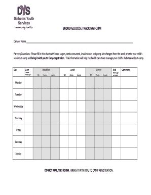 Blood Glucose Tracking Form - Blank Fillable Template | Fill Out, Print ...