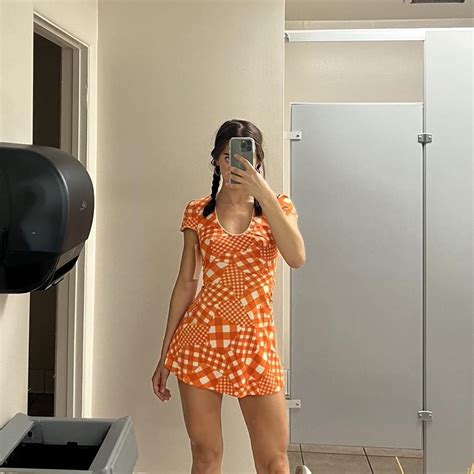 1960s Orange and White Gingham Mini Dress 🧡 I am... - Depop