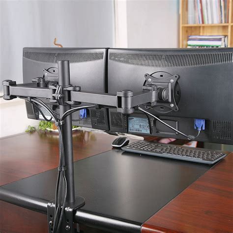 Dual LCD LED Monitor Desk Mount Stand Heavy Duty Fully Adjustable Arm ...