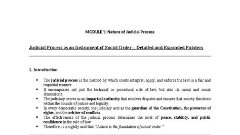 Module 1: Nature of Judicial Process - Detailed Notes on Social Order ...