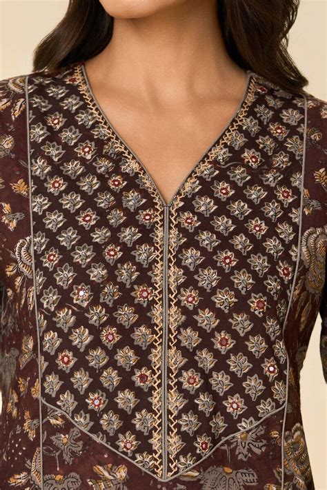 Buy Bagru Hand Block-Printed A-Line Cotton Kurta for Women | FGMK23-623 ...