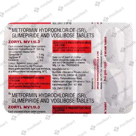 ZORYL MV 1/0.3MG TABLET 10'S Price, Uses, Side Effects & Substitutes ...