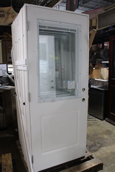 36 Inch Exterior Half Window Door with Mini Blind