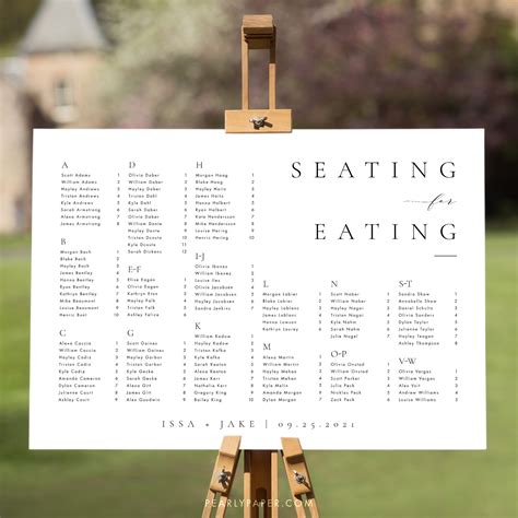 Alphabetical Seating Chart Template