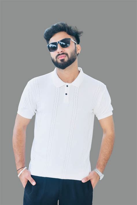 Elegant White Detailed knit Polo T-Shirt – SMOKHEAD