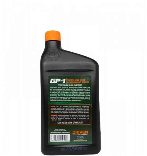 Driven Racing Oil 19306 Driven Racing Oil GP-1 Synthetic Blend High Performance Motor Oil ...