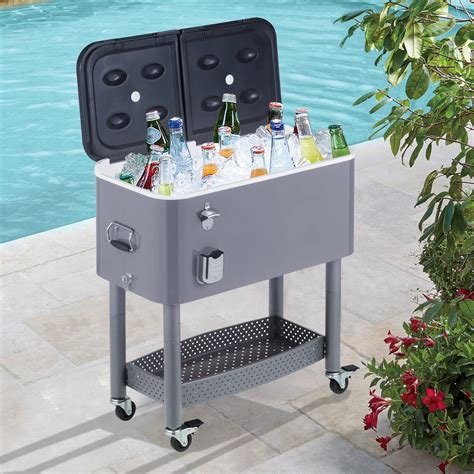 Buy YOLENY 80 Quart Rolling Cooler Cart with Bottom Shelf, Rolling Ice ...