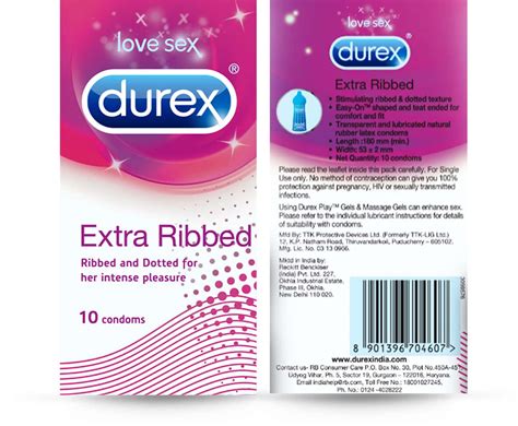 Buy DUREX EXTRA RIBBED PACKET OF 10 CONDOMS Online & Get Upto 60% OFF ...